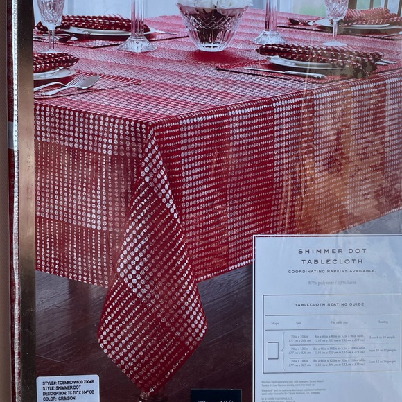 NWT    WATERFORD FINE LINENS TABLECLOTH   SHIMMER DOT   70” x 104” - Picture 2 of 3